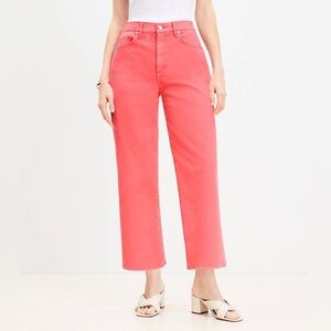 LOFT Size 28/6 Fresh Guava High Rise Wide Leg Crop Jeans Cotton-Elastane